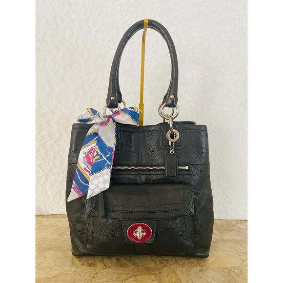 Coach penelope F15894 BLACK pebble Leather large Satchel BAG PURSE shoulder bag - Picture 1 of 6